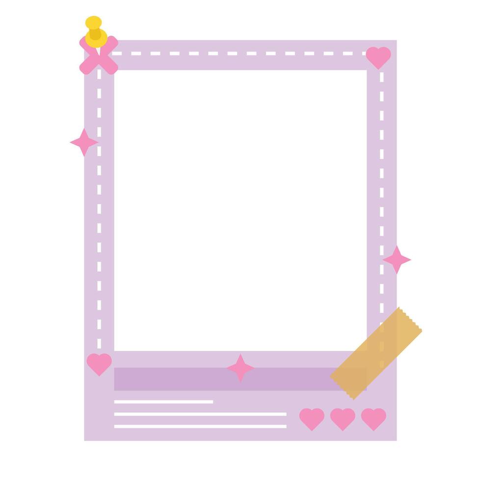 a purple frame with hearts on it vector