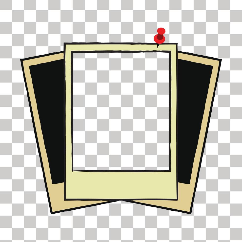 an empty photo frame with a red pin on it vector