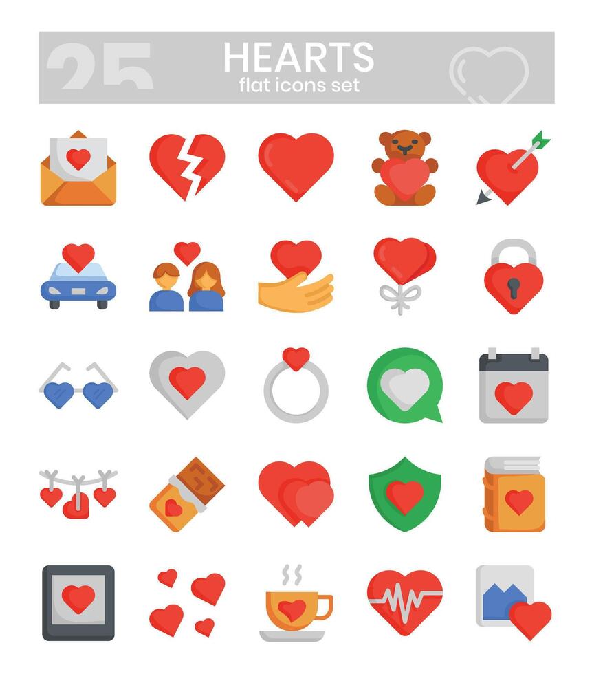 Hearts flat icons set . illustration vector