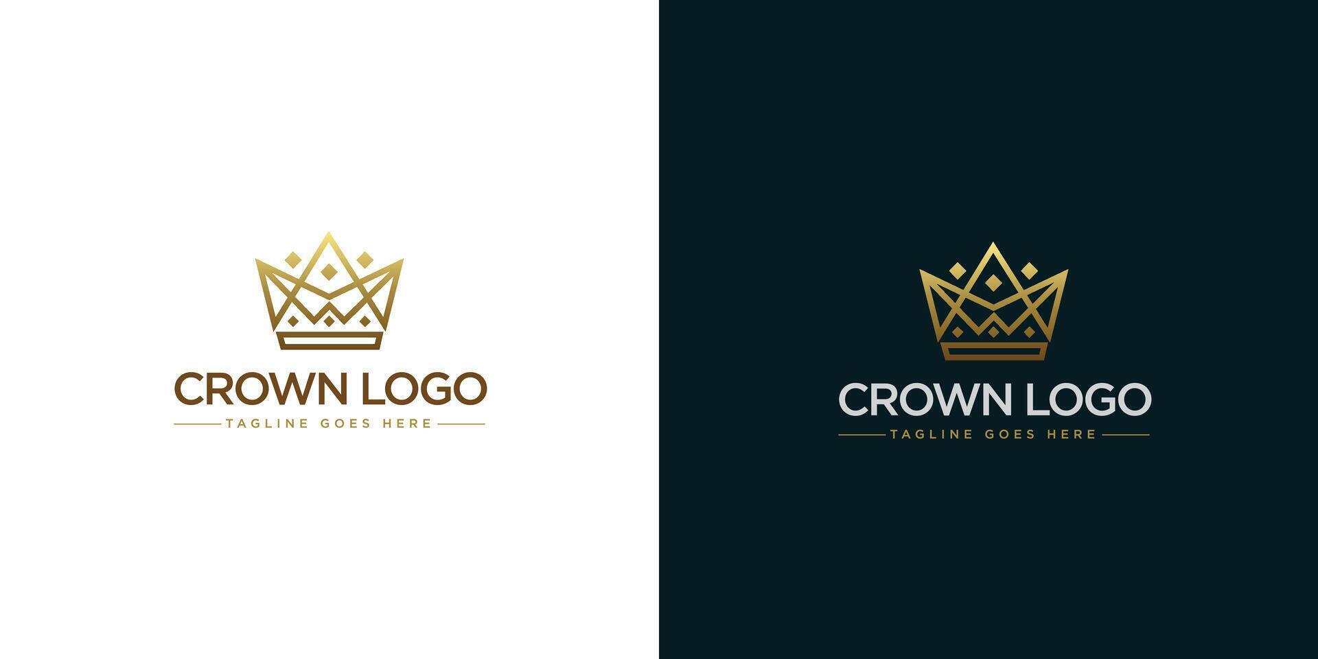 Gold crown logo illustration with minimalist design style vector