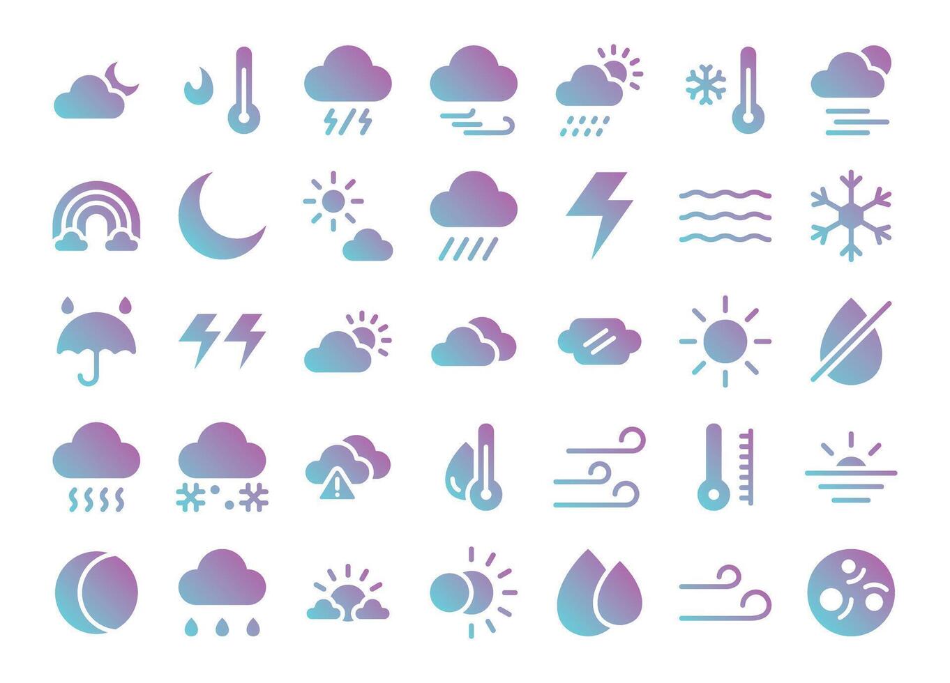 clima plano degradado íconos colocar. el colección incluye en negocio, ui ux, social medios de comunicación y sitio web. vector