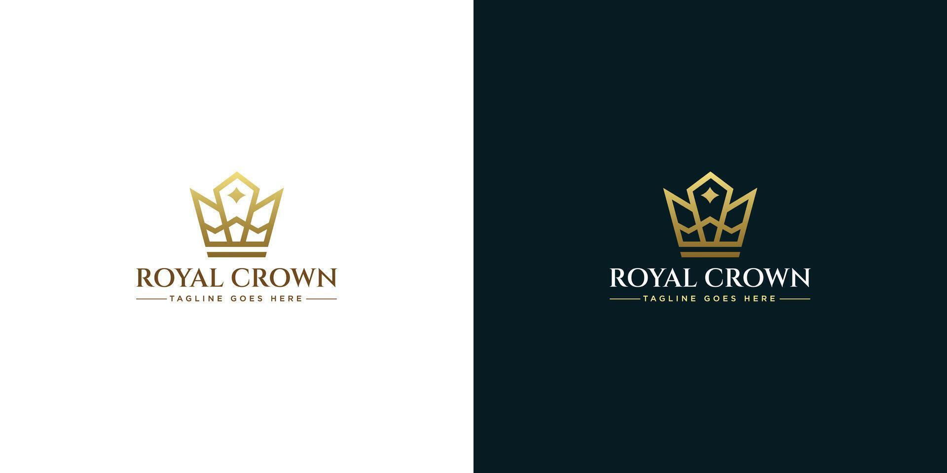 Gold crown logo illustration with minimalist design style vector