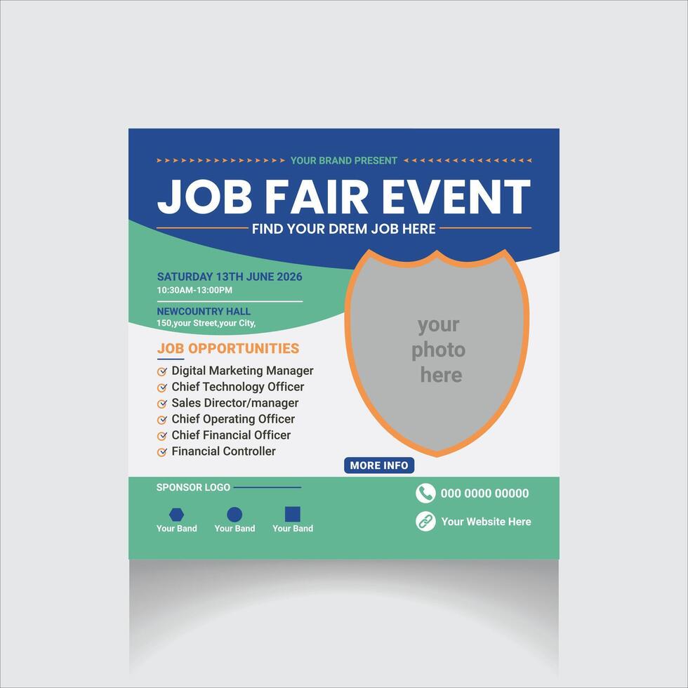 job fair event social media post vector