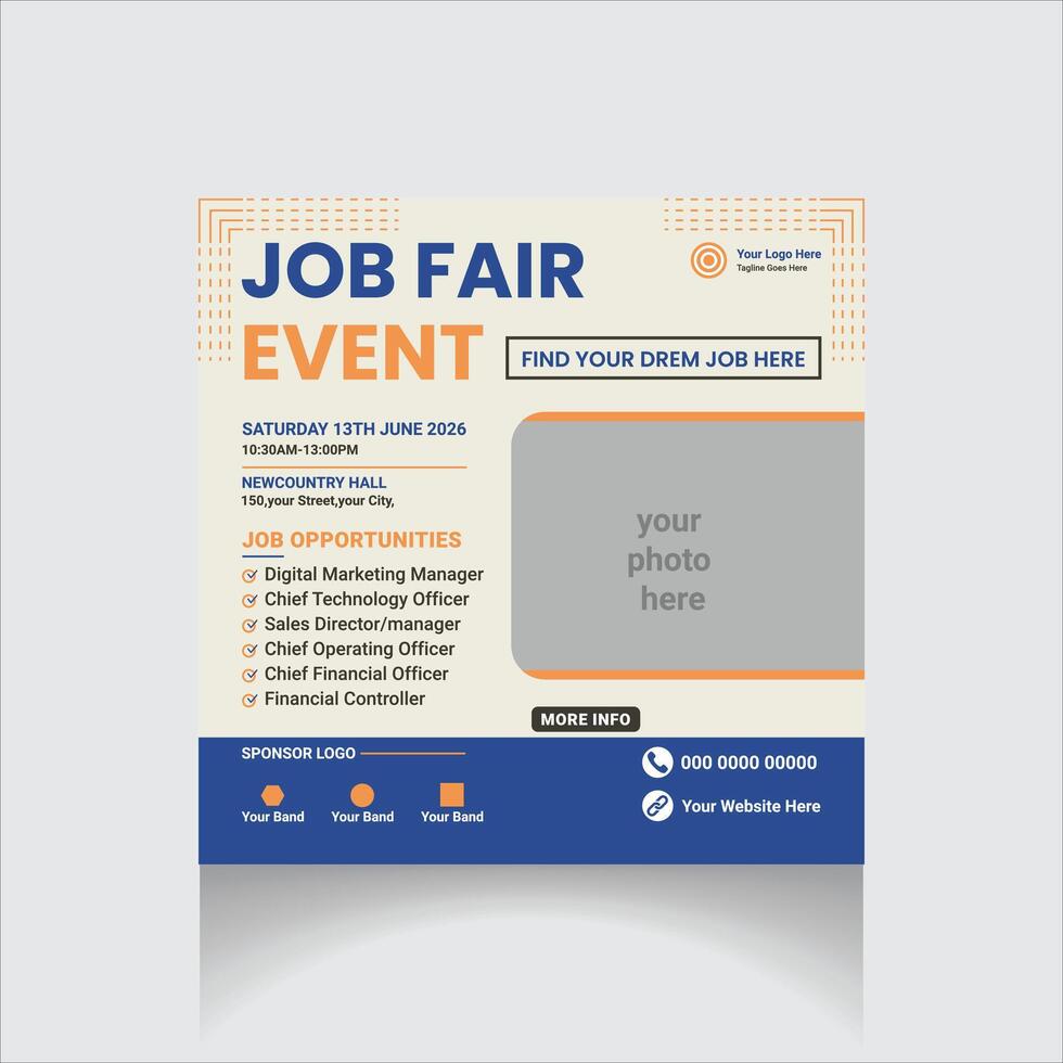 job fair event social media post vector