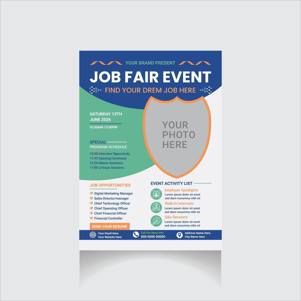 job fair event flyer vector