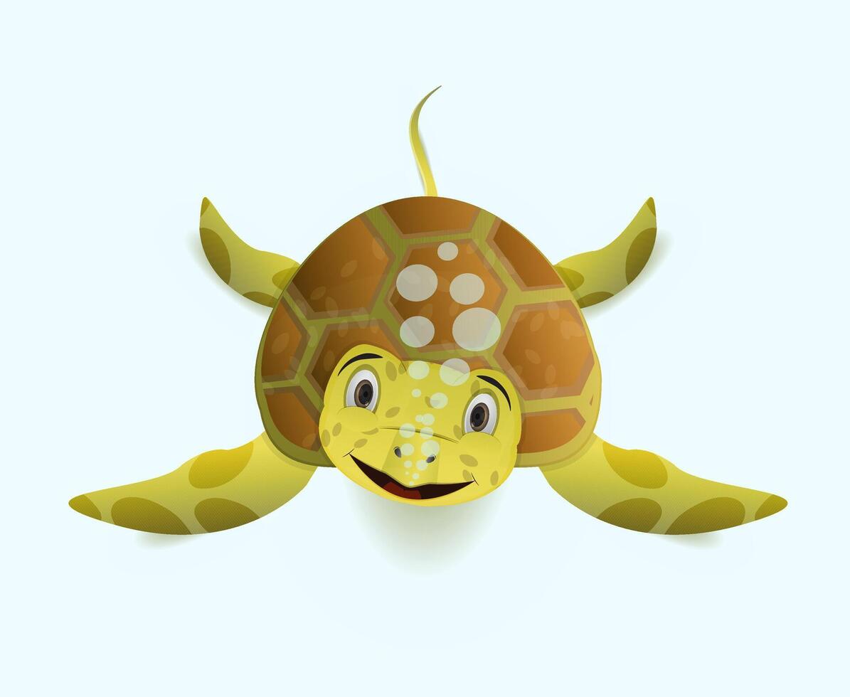 cute cartoon turtle facing front isolated white background vector