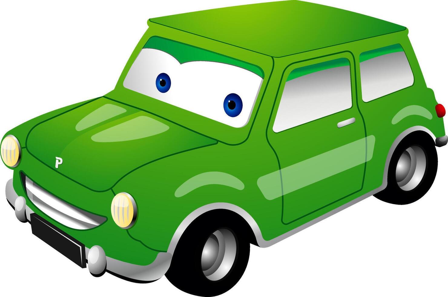 Green Cute Car Illustration vector