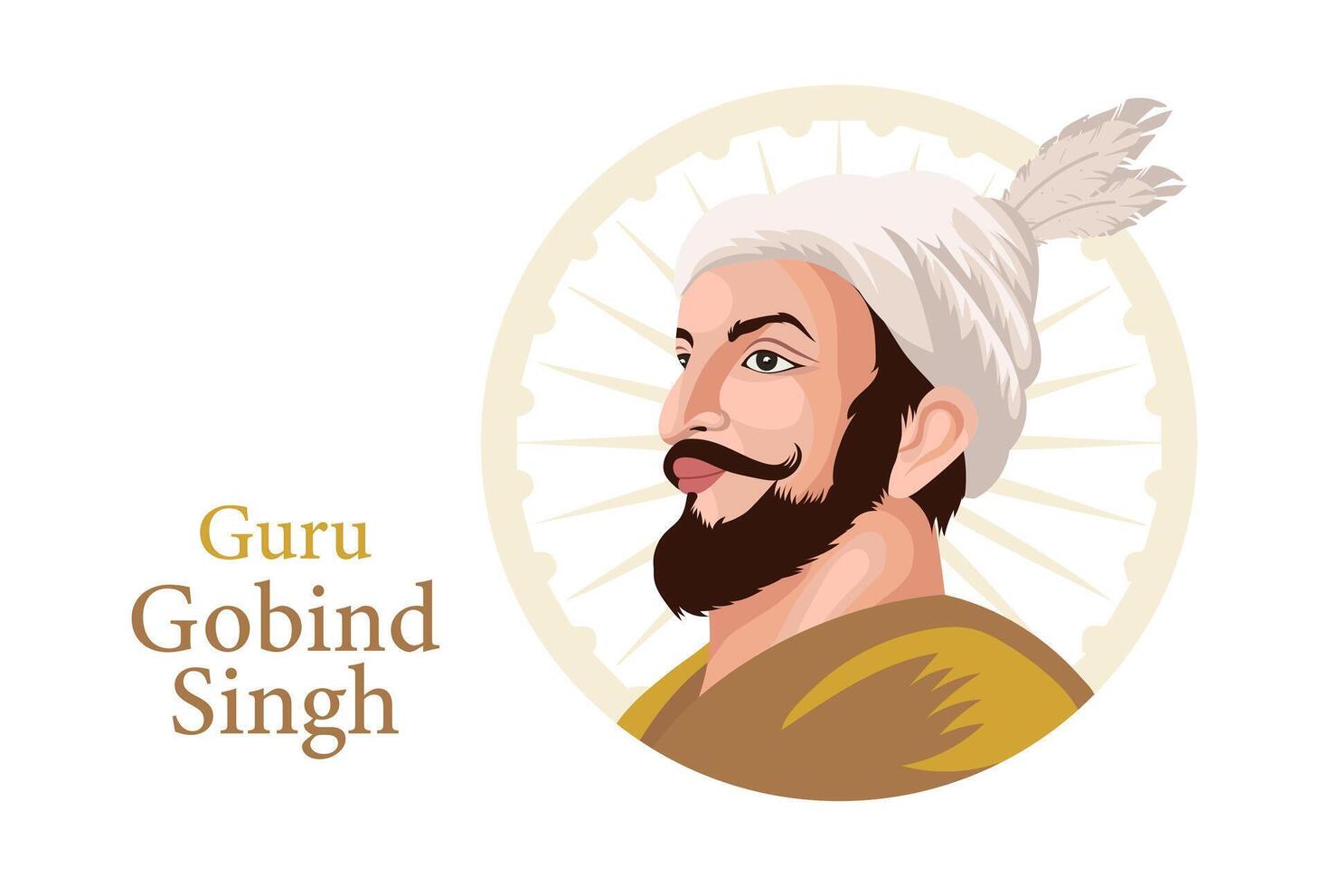 Abstract portrait of Guru Gobind Singh - the last Sikh guru, hero of India. Illustration vector