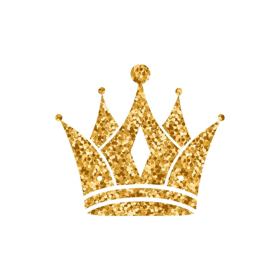 Gold glitter crown on a white background. Magic royal crown. vector