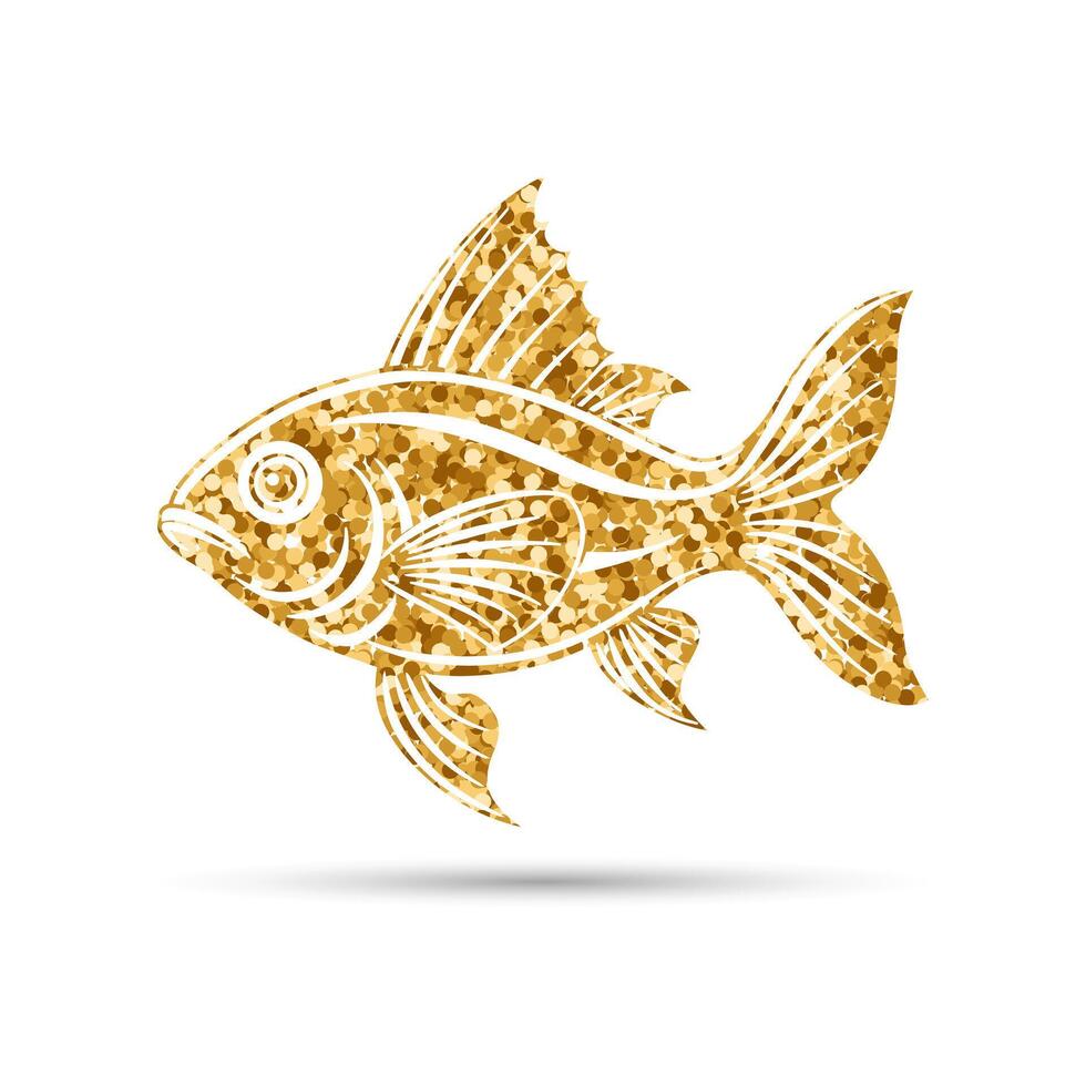 dorado Brillantina pescado en un blanco antecedentes. magia mar pescado aislado. vector