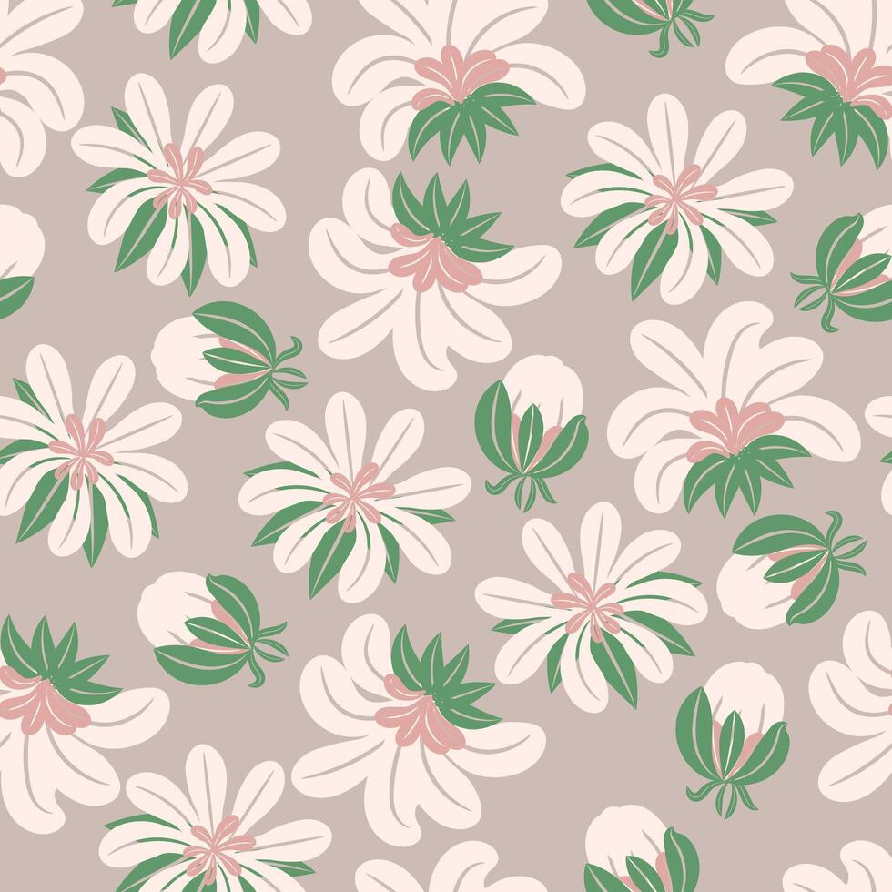 sin costura patrón, rosado flores y brotes, pastel colores. fondo, fondo de pantalla, textil vector