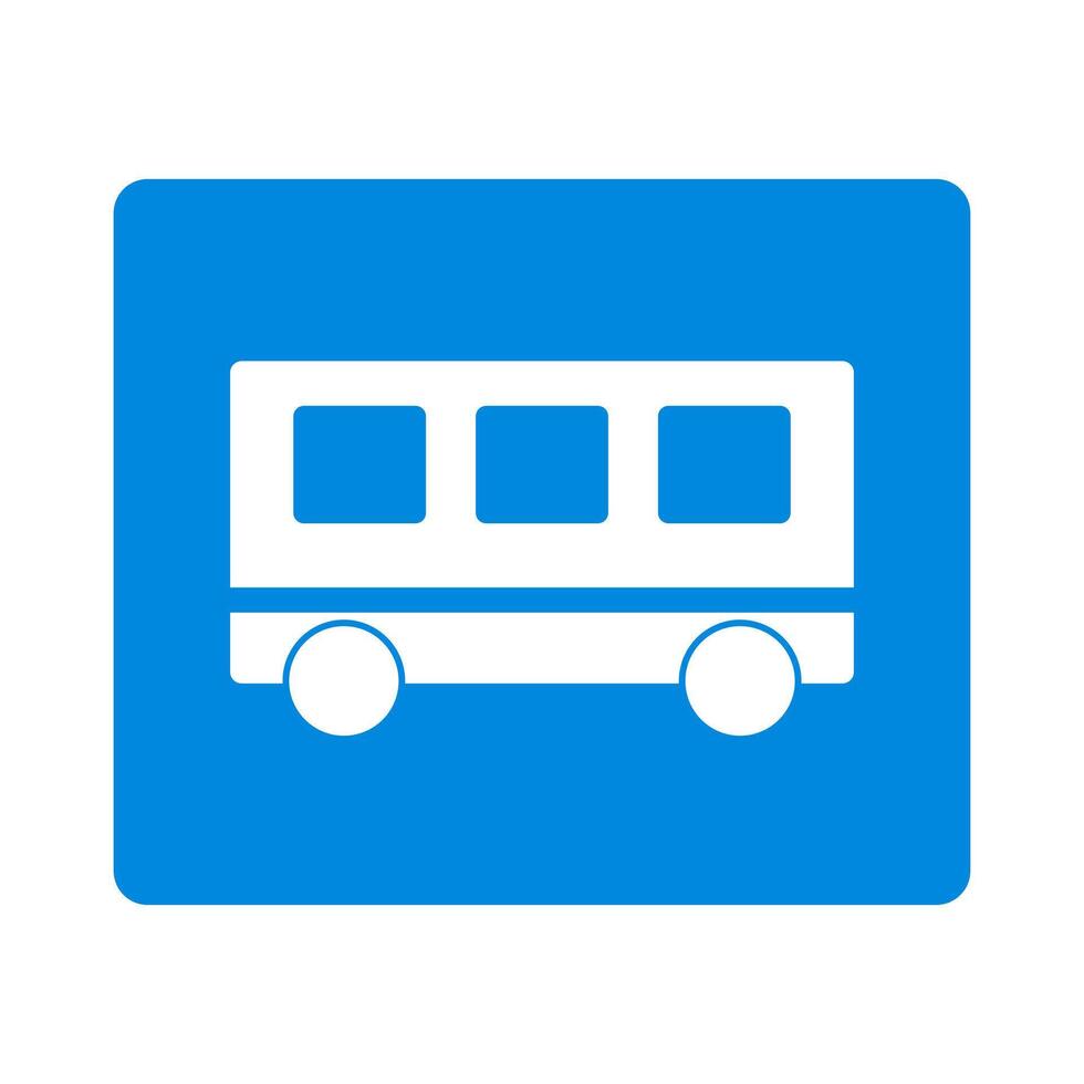 Square bus stop sign. School bus. vector