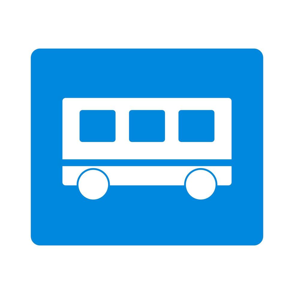 Square bus stop sign. School bus. vector