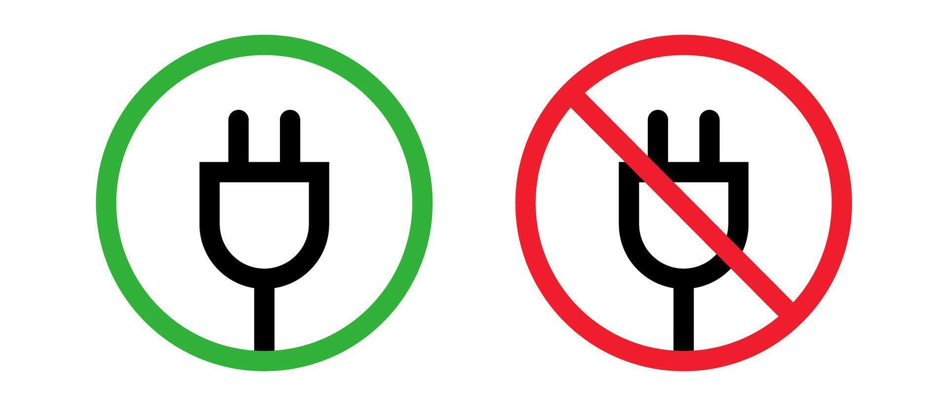 Charging plug allowed and charging plug prohibited. vector