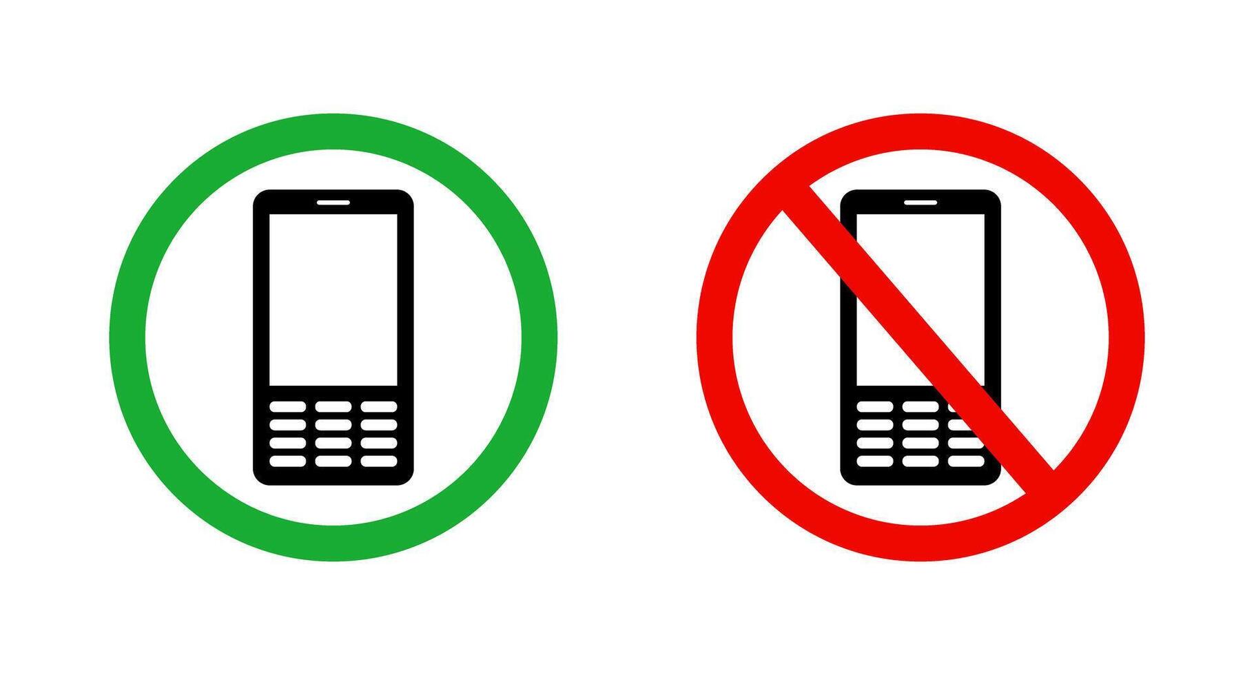 Cell Phone Restriction and Permission Icon Set. vector