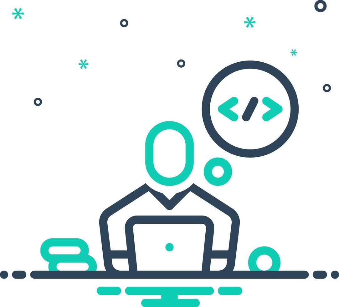 Solid black icon for developer vector