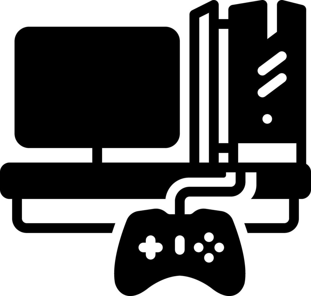 Solid black icon for pc game vector