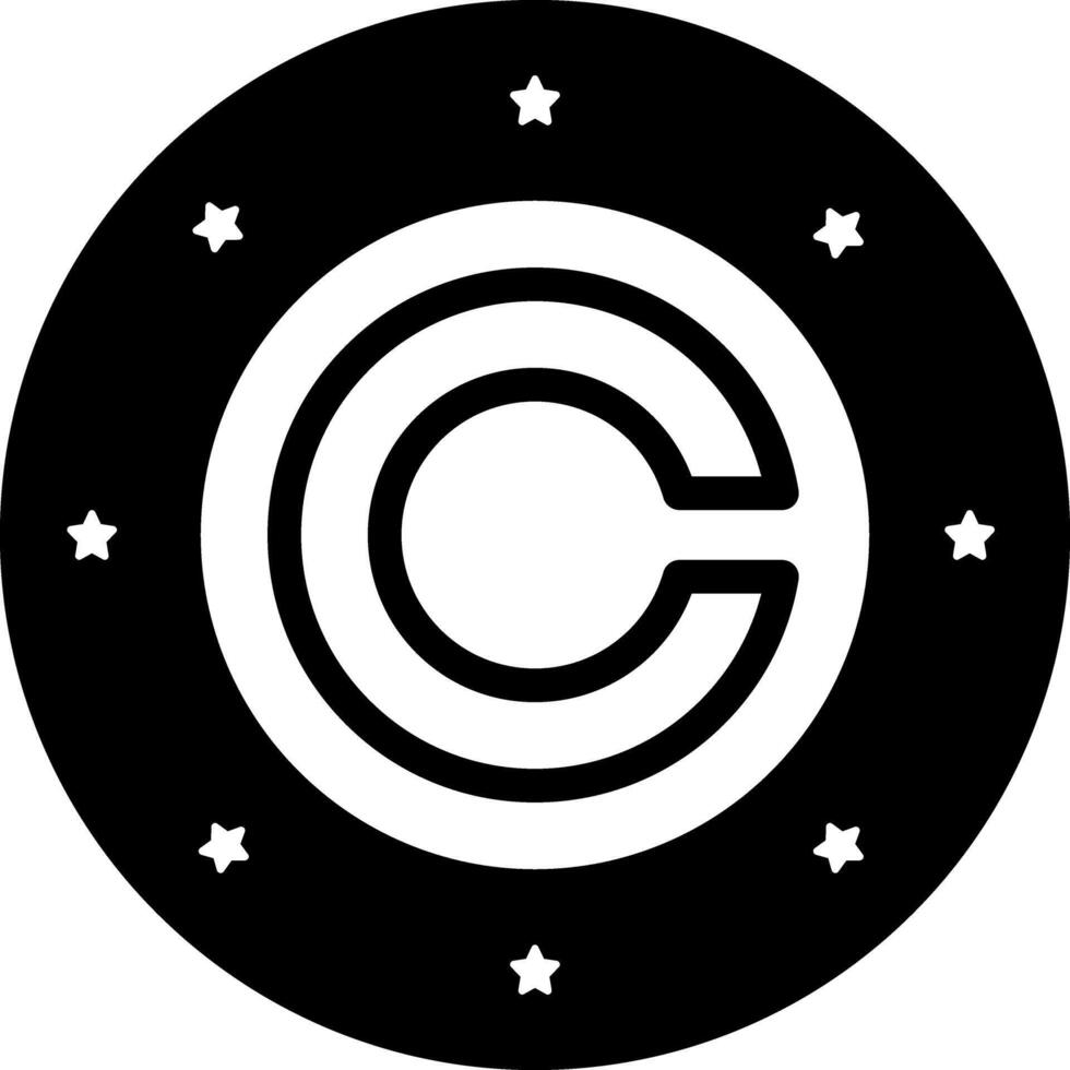 Solid black icon for copyright vector