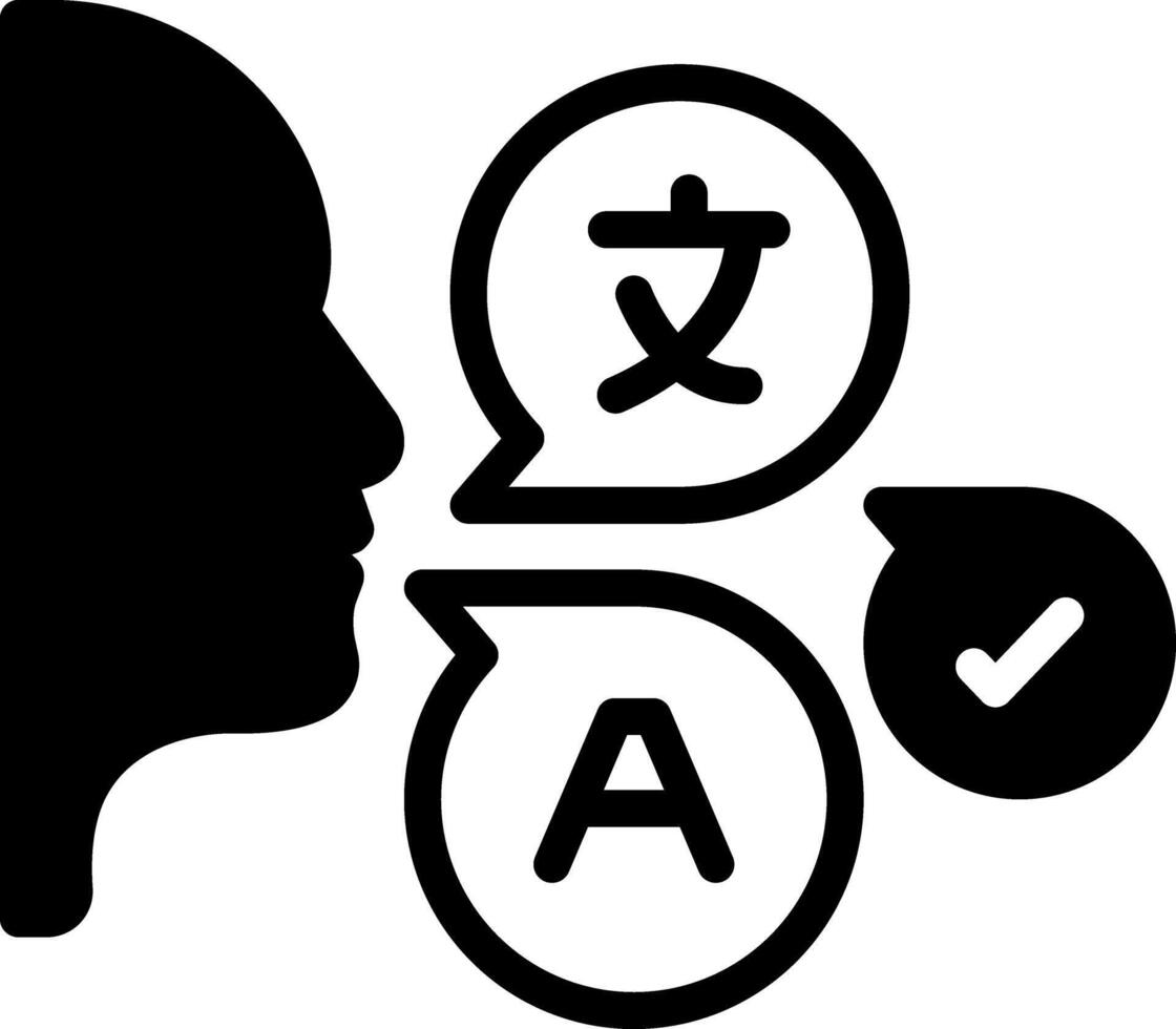 Solid black icon for pronunciation vector