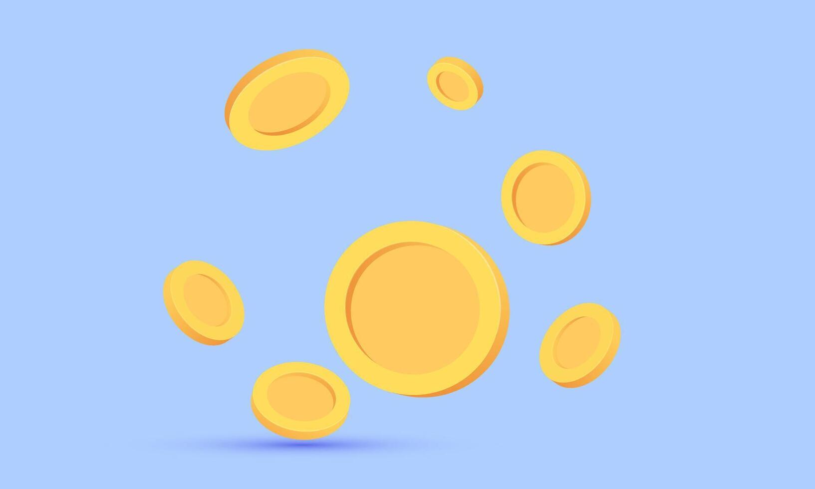 3d realistic icon money coin saving cash floating design vector