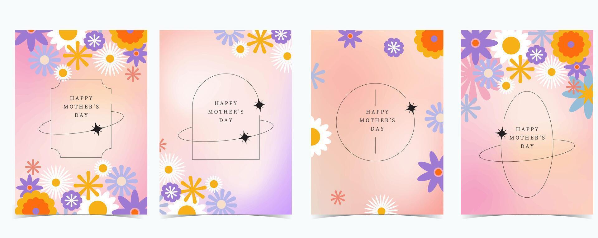 Collection of mother day background set with flower vector