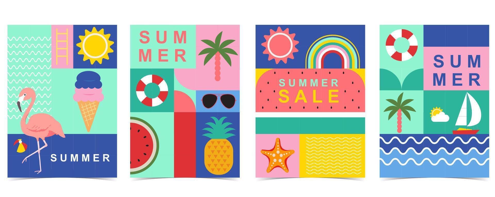 summer background with geometric style.illustration for a4 vertical design vector
