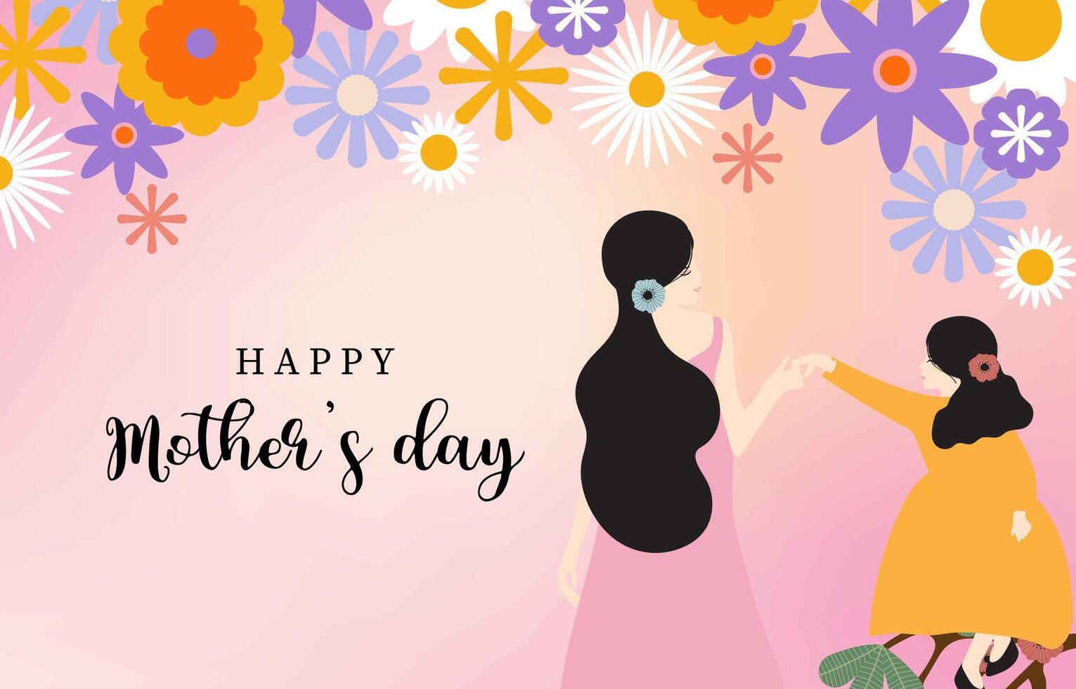 mother day background with flower.Editable illustration for horizontal design vector