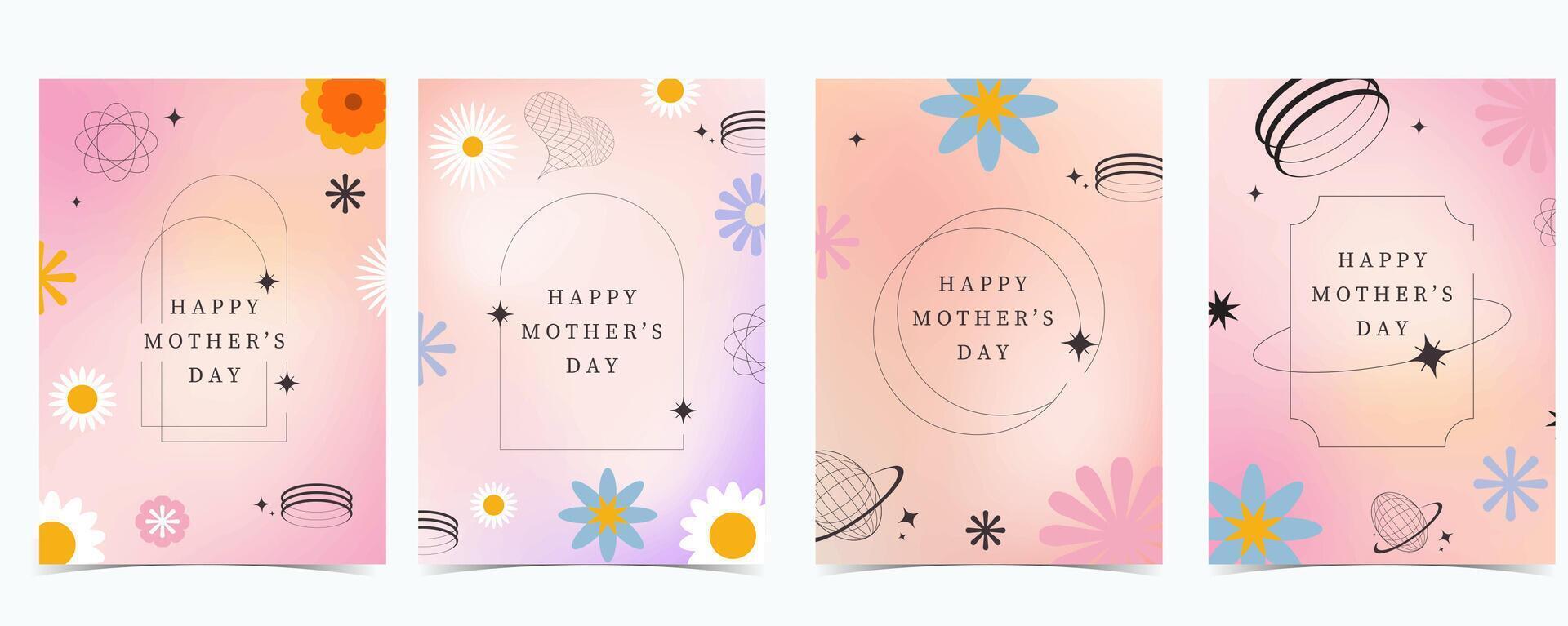 Collection of mother day background set with flower vector