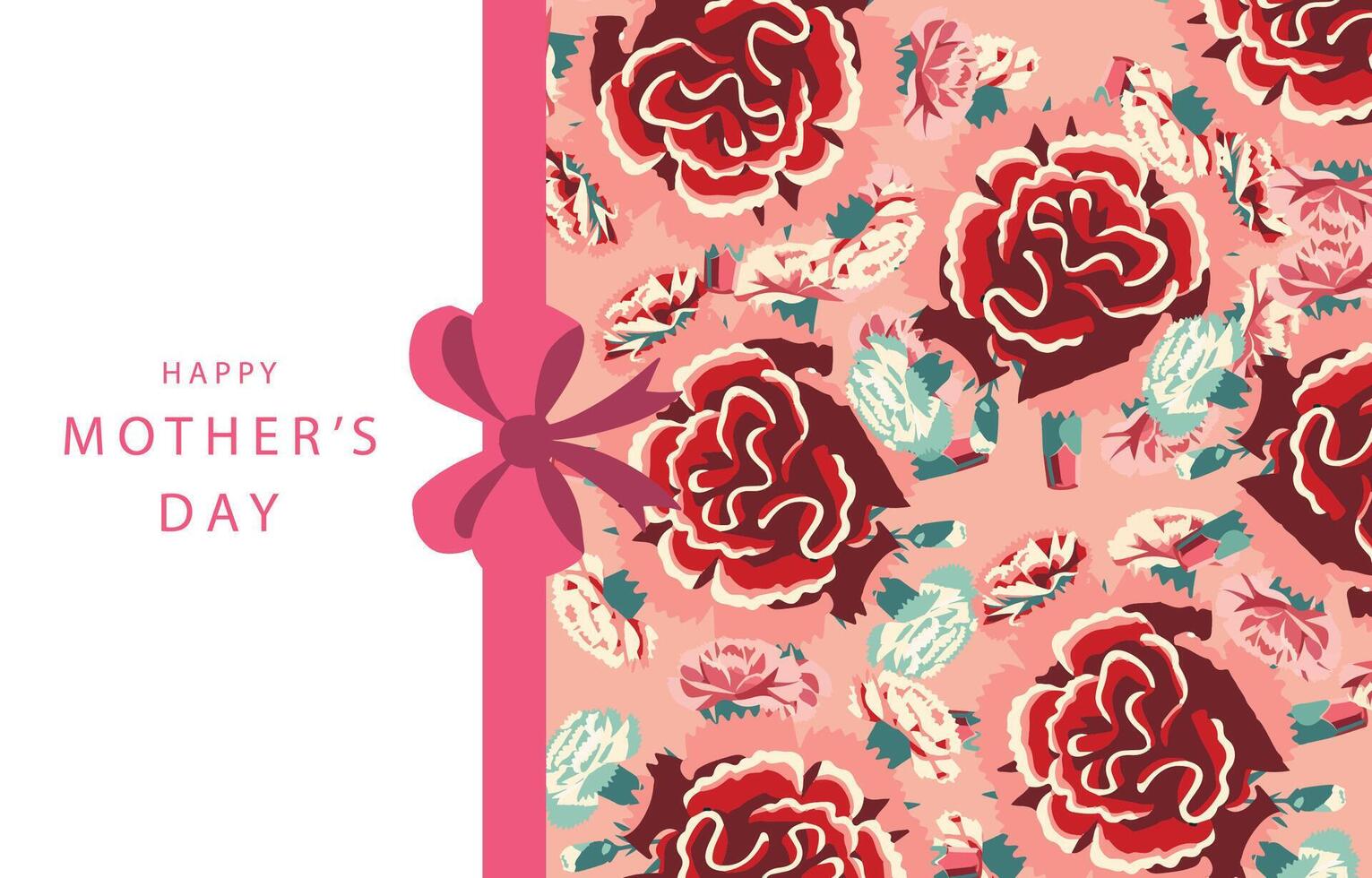 flower banner with carnation decoration. illustation for horizontal website,postcard design vector