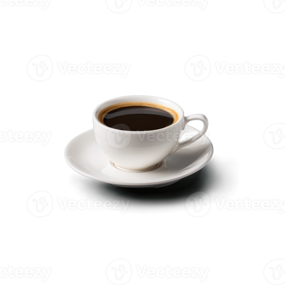 Espresso cup tiny white porcelain with a saucer one empty and one filled with rich png
