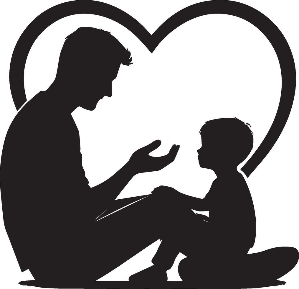 Father and son silhouette isolated on white background. Father's day concept. vector