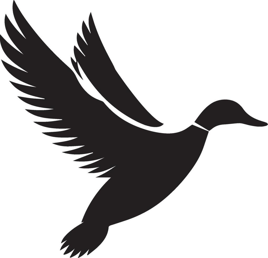 Duck silhouette on white background. duck flying illustration vector