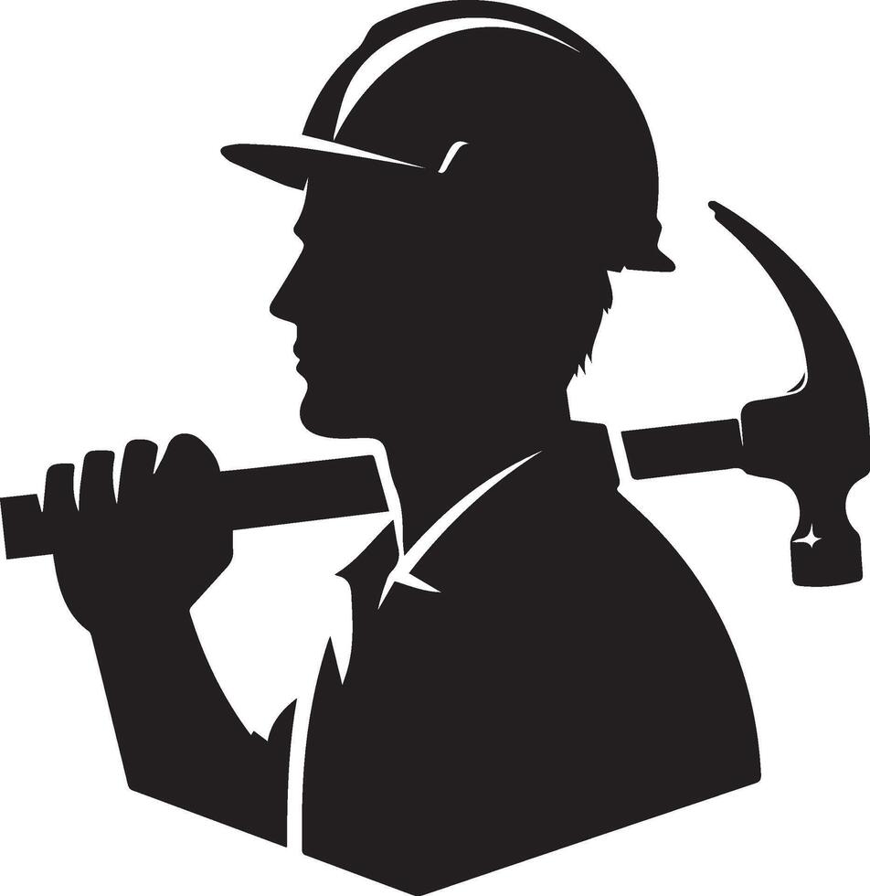 Labour silhouette isolated on white background. May day concept vector