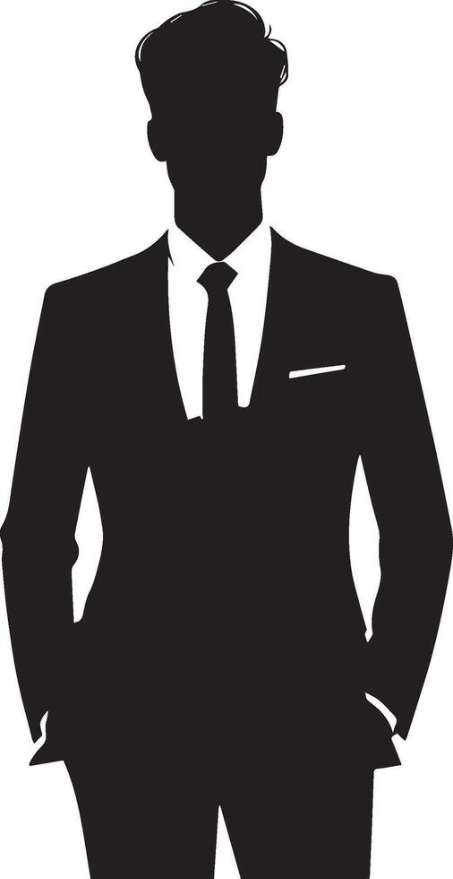 Smart man silhouette isolated on white background. vector