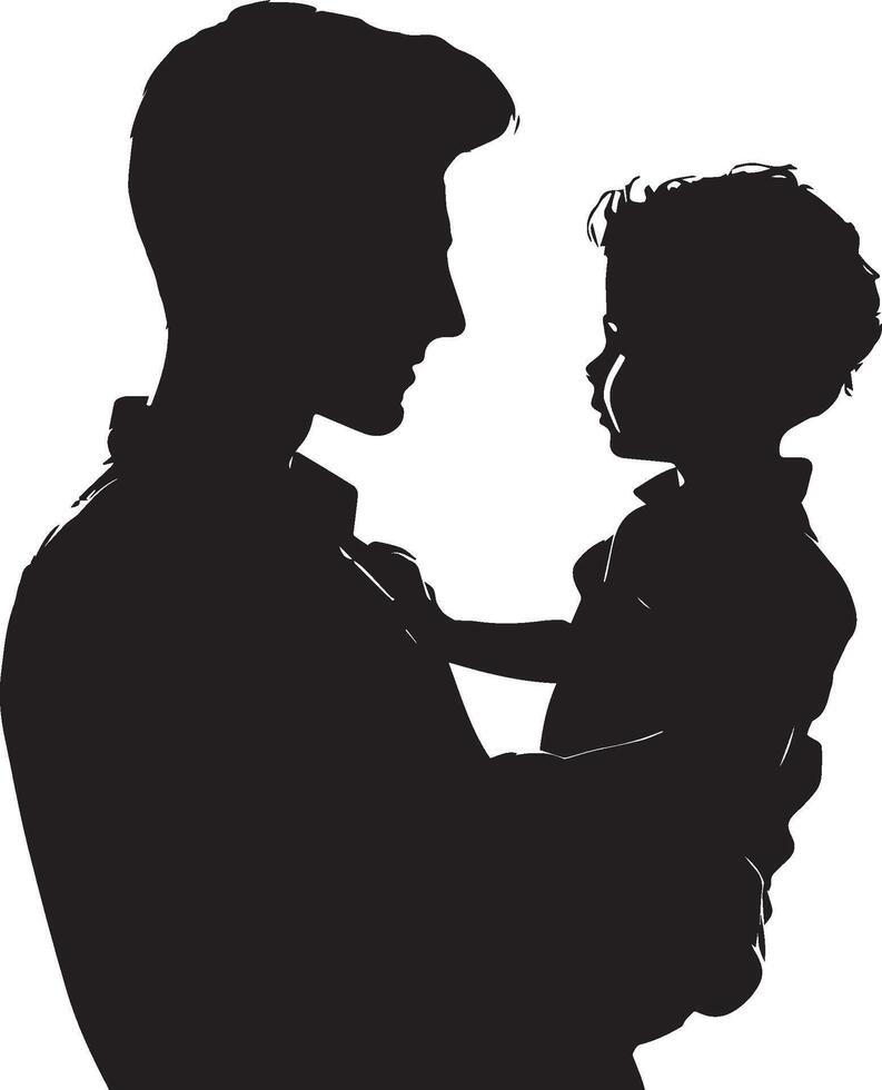 Father and son silhouette isolated on white background. Father's day concept. vector