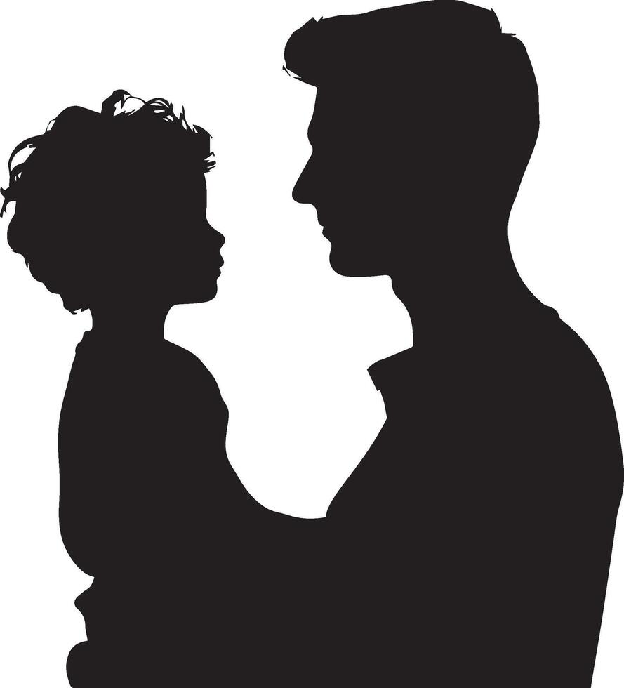 Father and son silhouette isolated on white background. Father's day concept. vector