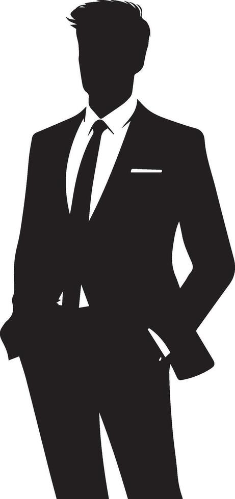 Smart man silhouette isolated on white background. vector