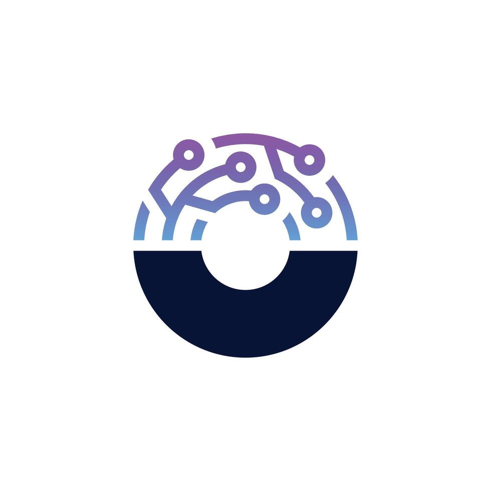 Circle and Tech Circuit Logo vector