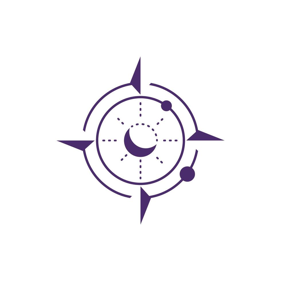 Celestial Moon and Compass Logo vector