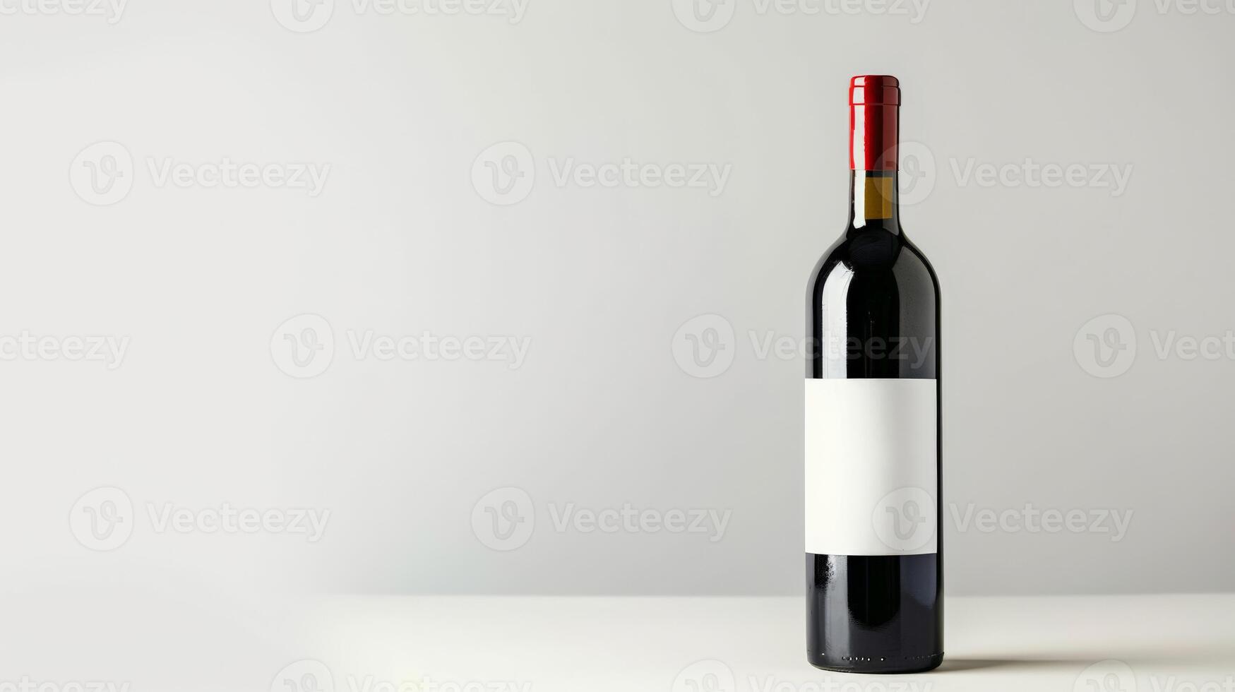 Wine bottle with a blank label, customizable space, isolated on white background photo