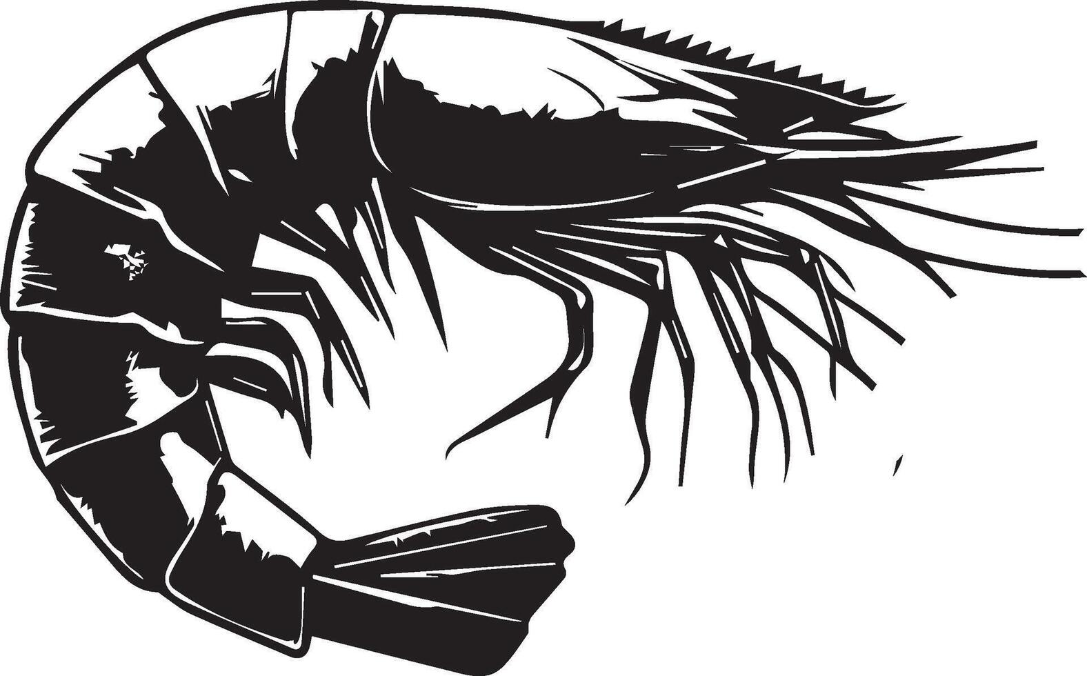 Shrimp silhouette on white background. shrimp logo vector