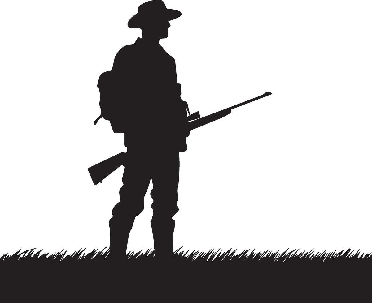 Hunting man silhouette set. Hunting man with gun vector