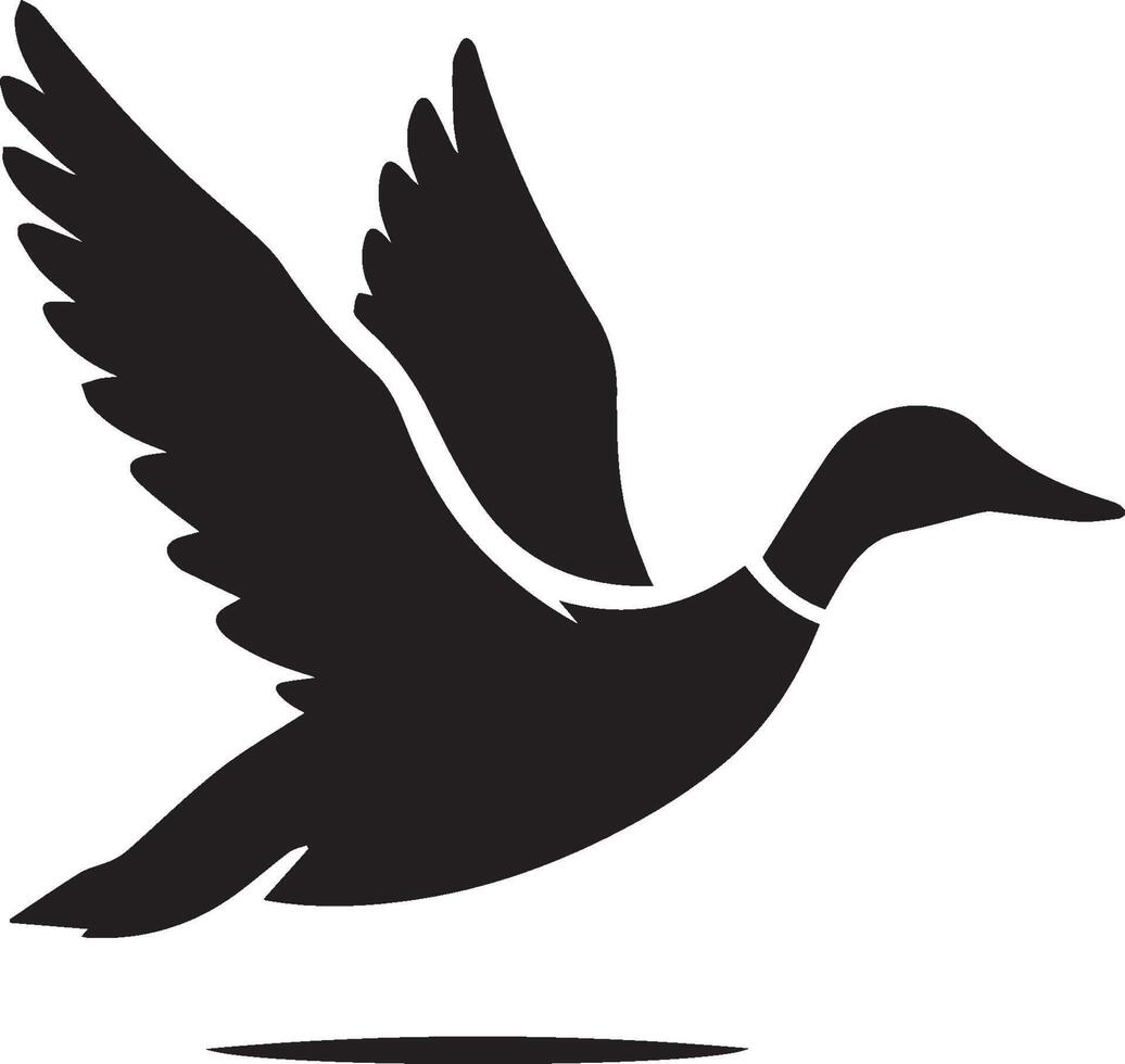 Duck silhouette on white background. duck flying illustration vector