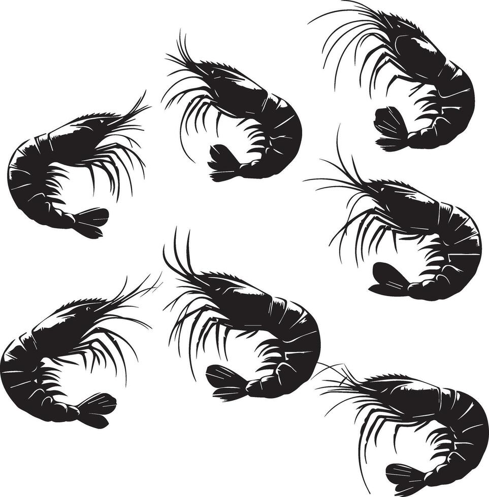 Shrimp silhouette on white background. shrimp logo vector