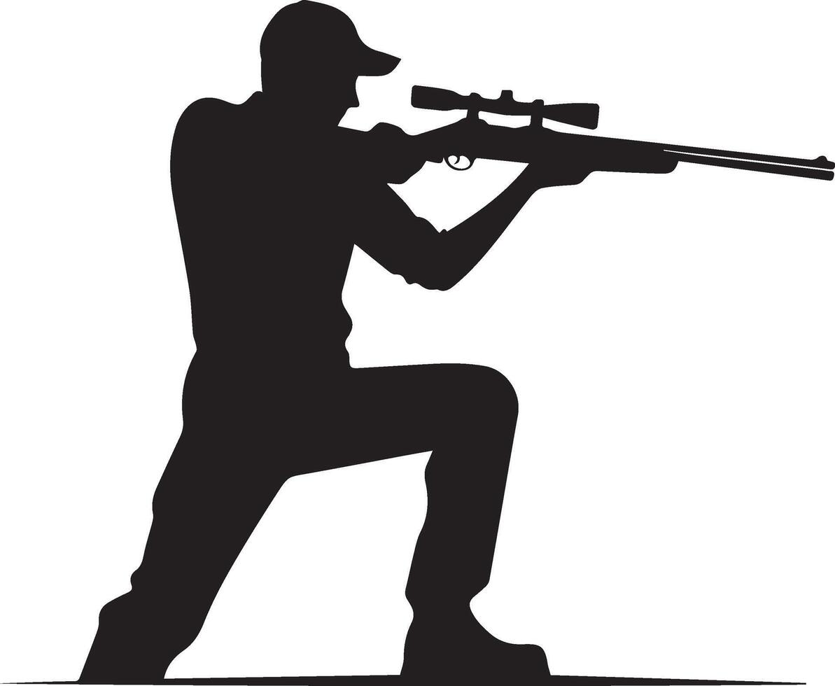 Hunting man silhouette set. Hunting man with gun vector