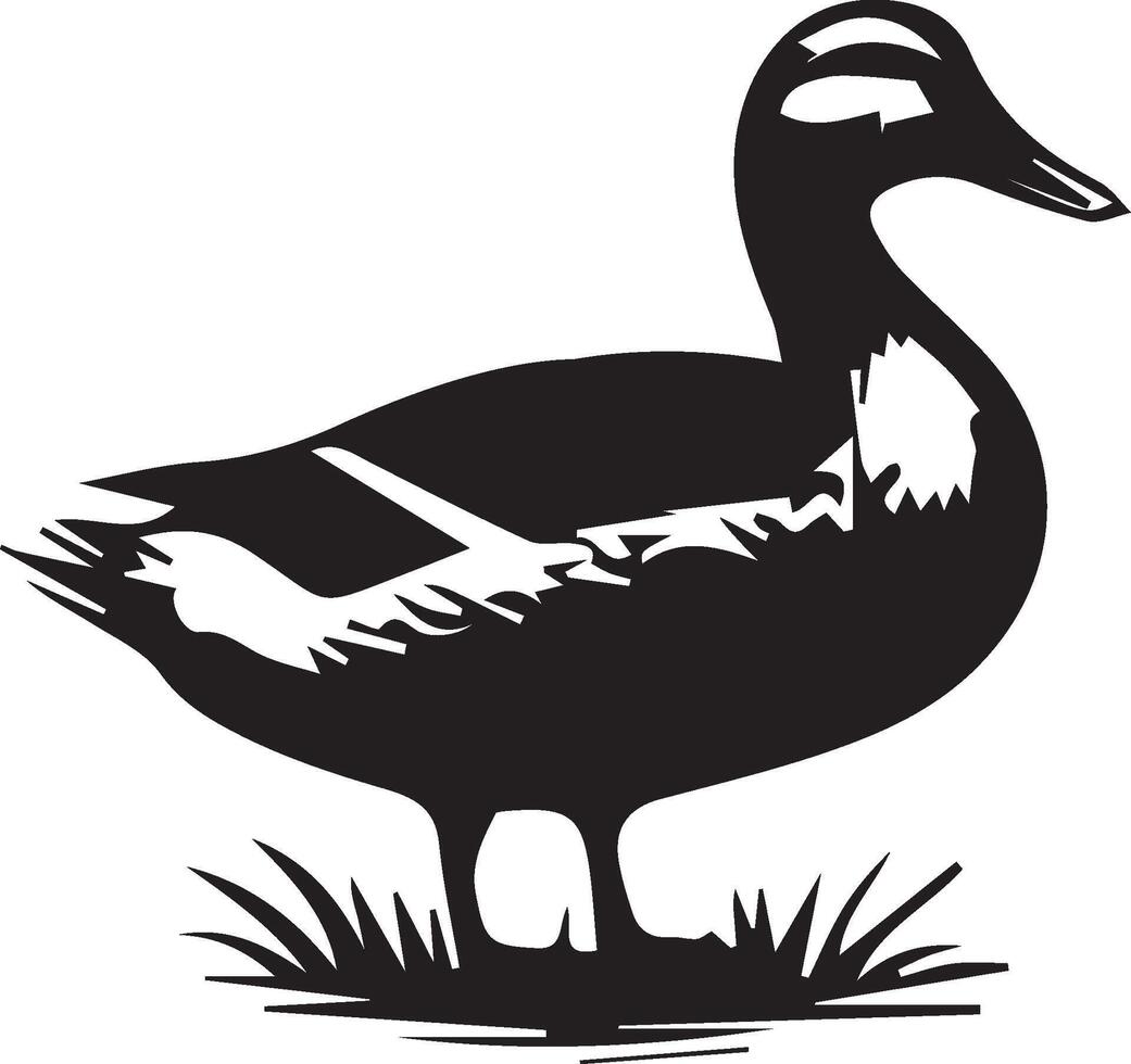 Duck silhouette on white background. duck flying illustration vector