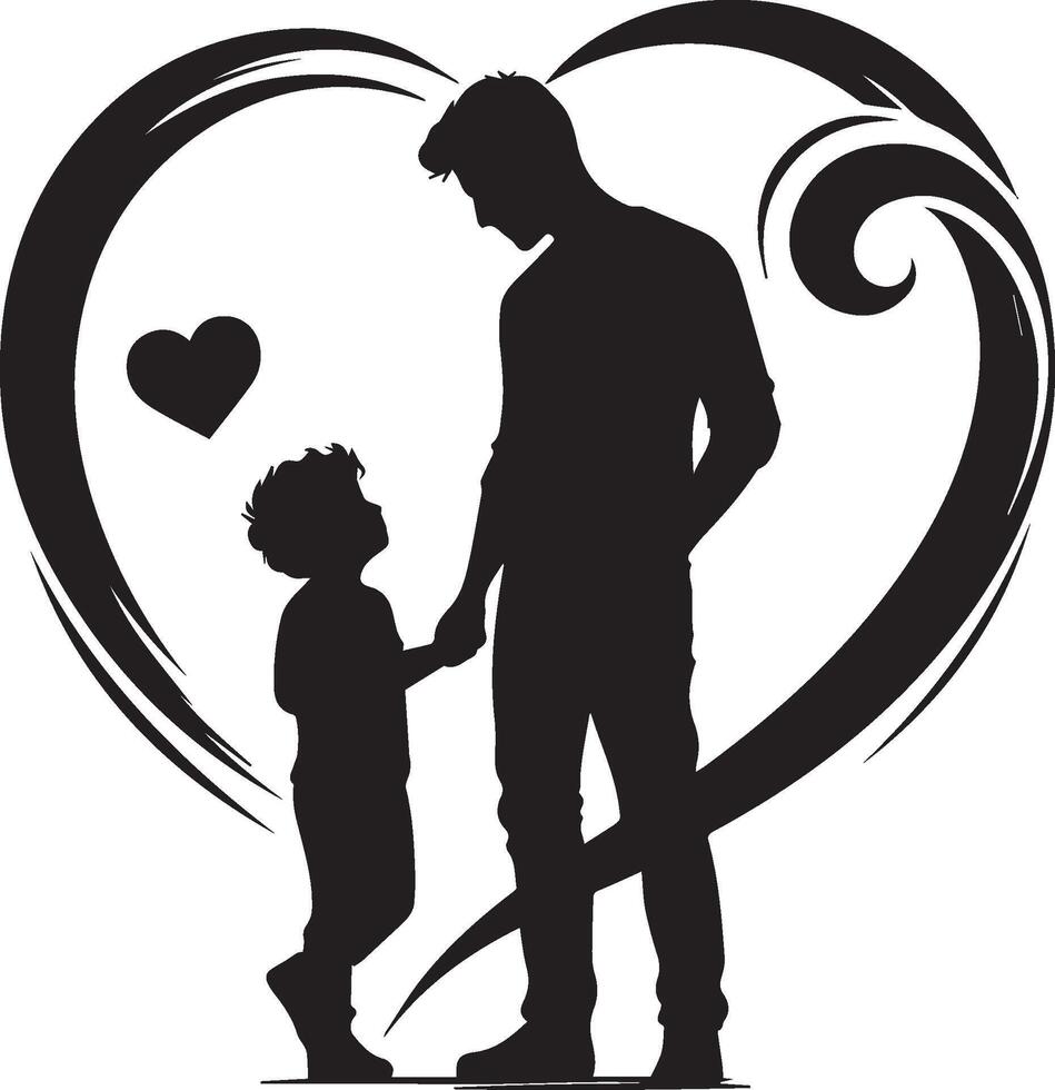 Father and son silhouette isolated on white background. Father's day concept. vector