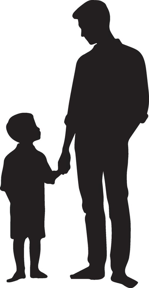 Father and son silhouette isolated on white background. Father's day concept. vector