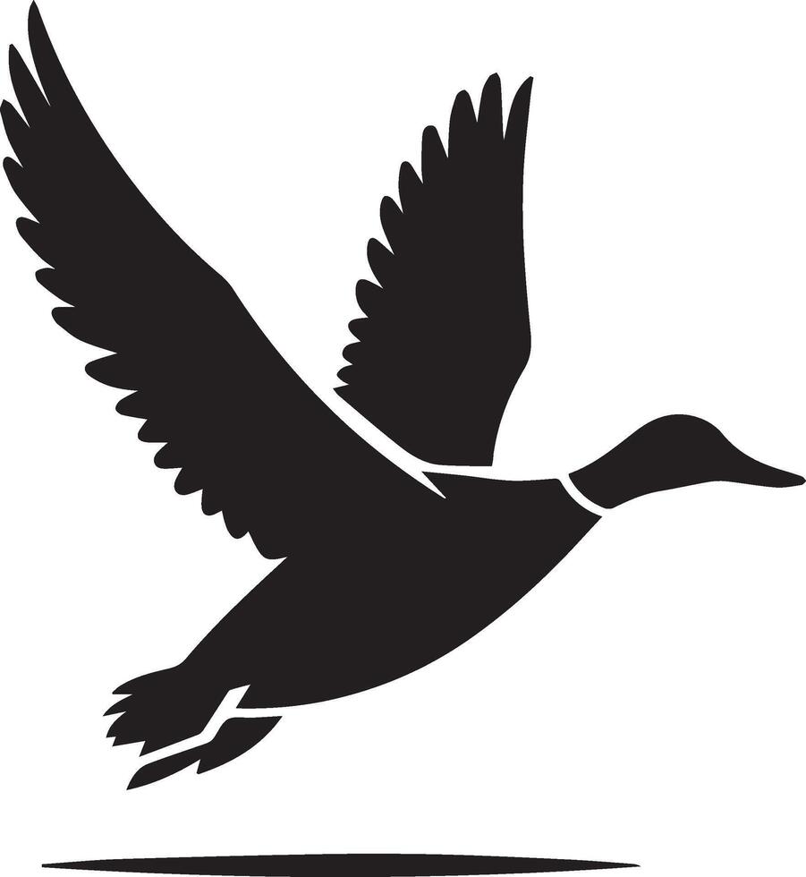 Duck silhouette on white background. duck flying illustration vector
