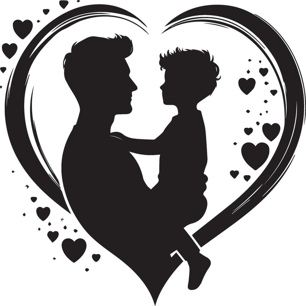 Father and son silhouette isolated on white background. Father's day concept. vector